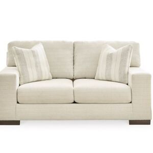 Set of 2 Upholstered Ivory and Tan 20”x20” Throw Pillows from Ashley Furniture